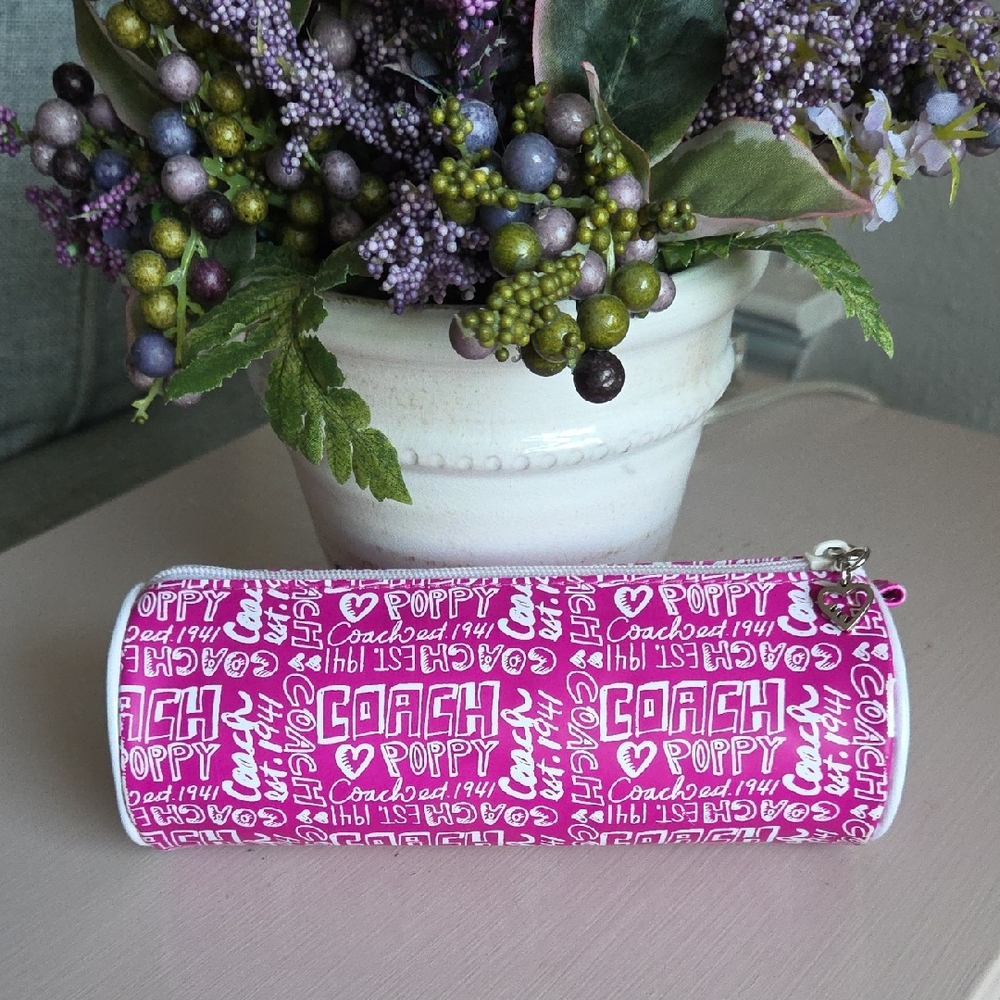 COACH Pink Poppy Graffiti Pencil Case - Picture 3 of 9